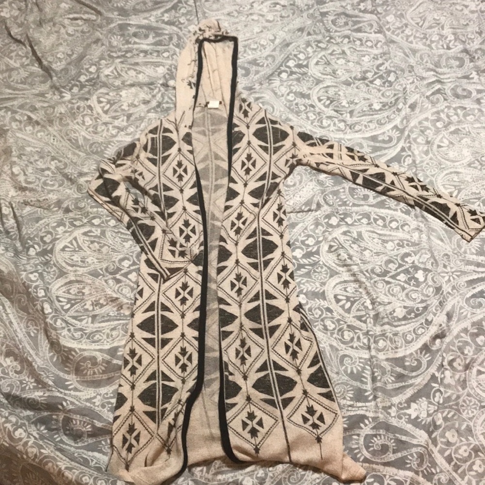 Long hooded cardigan